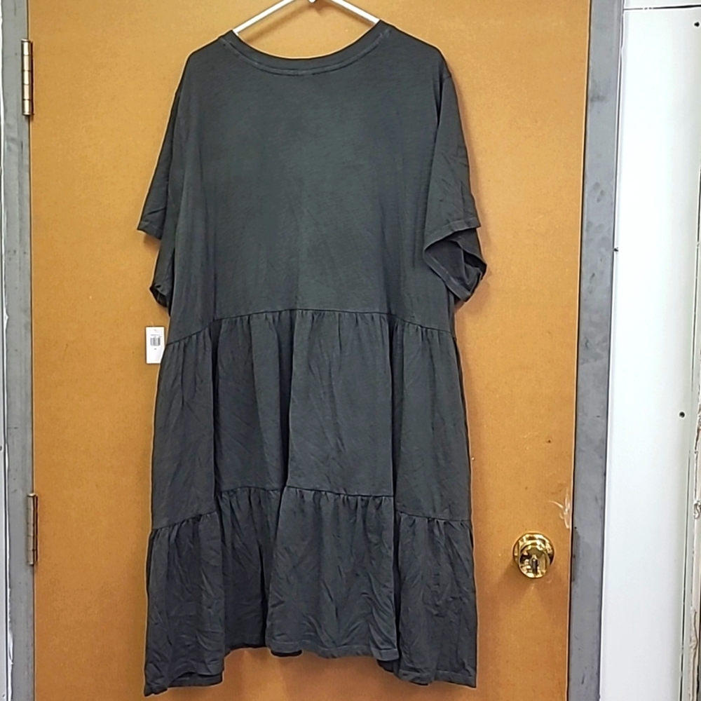 Old Navy Size 4X Charcoal Grey Tiered Midi T-Shirt Dress - Picture 2 of 11
